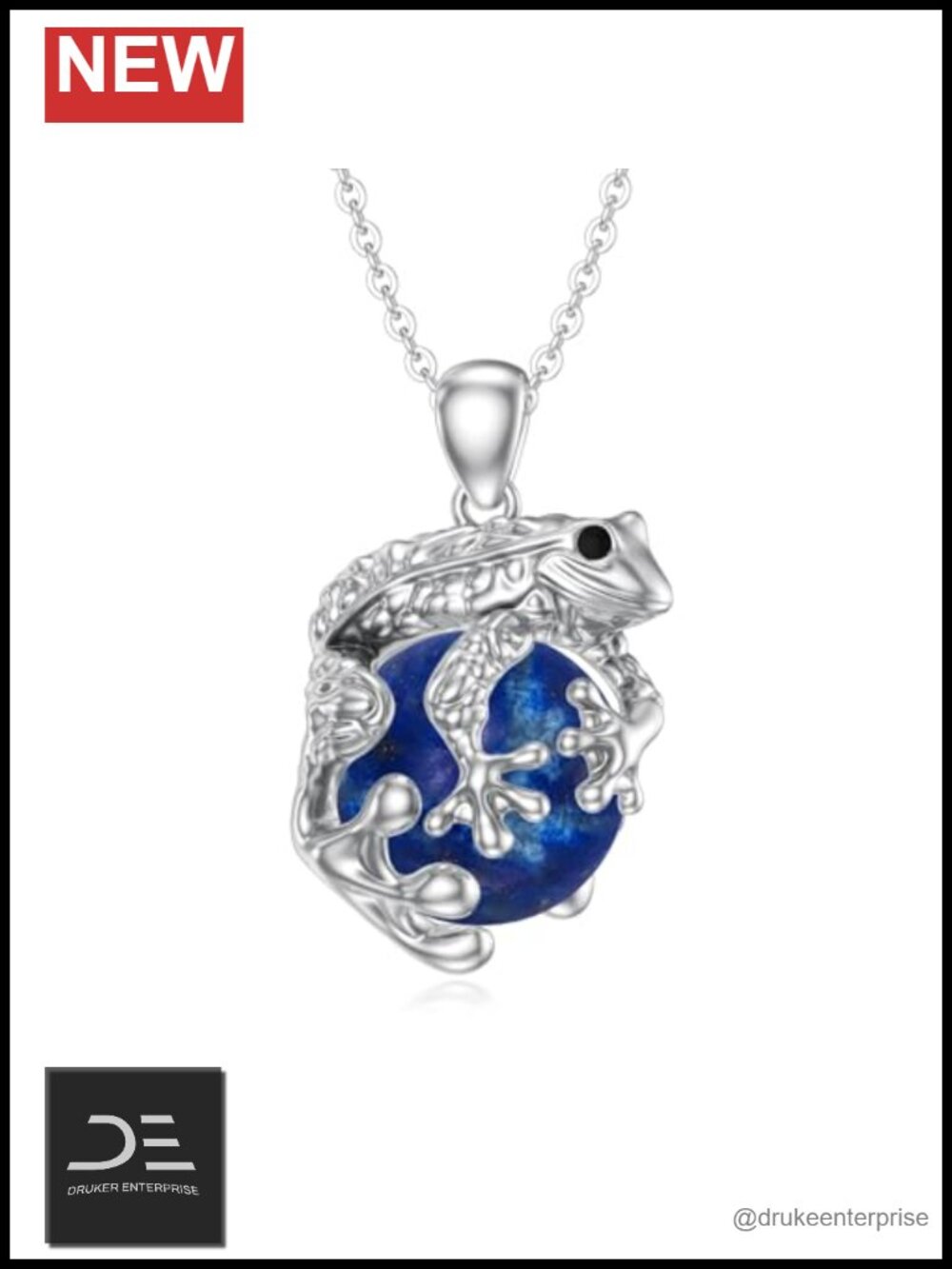 925 Sterling Silver Frog Necklace Pendant Hypoallergenic